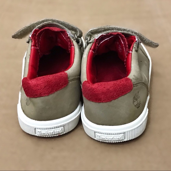 TIMBERLAND TAN RED VELCRO SNEAKERS BOYS SZ 13.5 - Picture 4 of 8